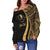 Yap Custom Personalised Women's Off Shoulder Sweater - Gold Polynesian Tentacle Tribal Pattern - Polynesian Pride