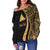 Tokelau Custom Personalised Women's Off Shoulder Sweater - Gold Polynesian Tentacle Tribal Pattern - Polynesian Pride