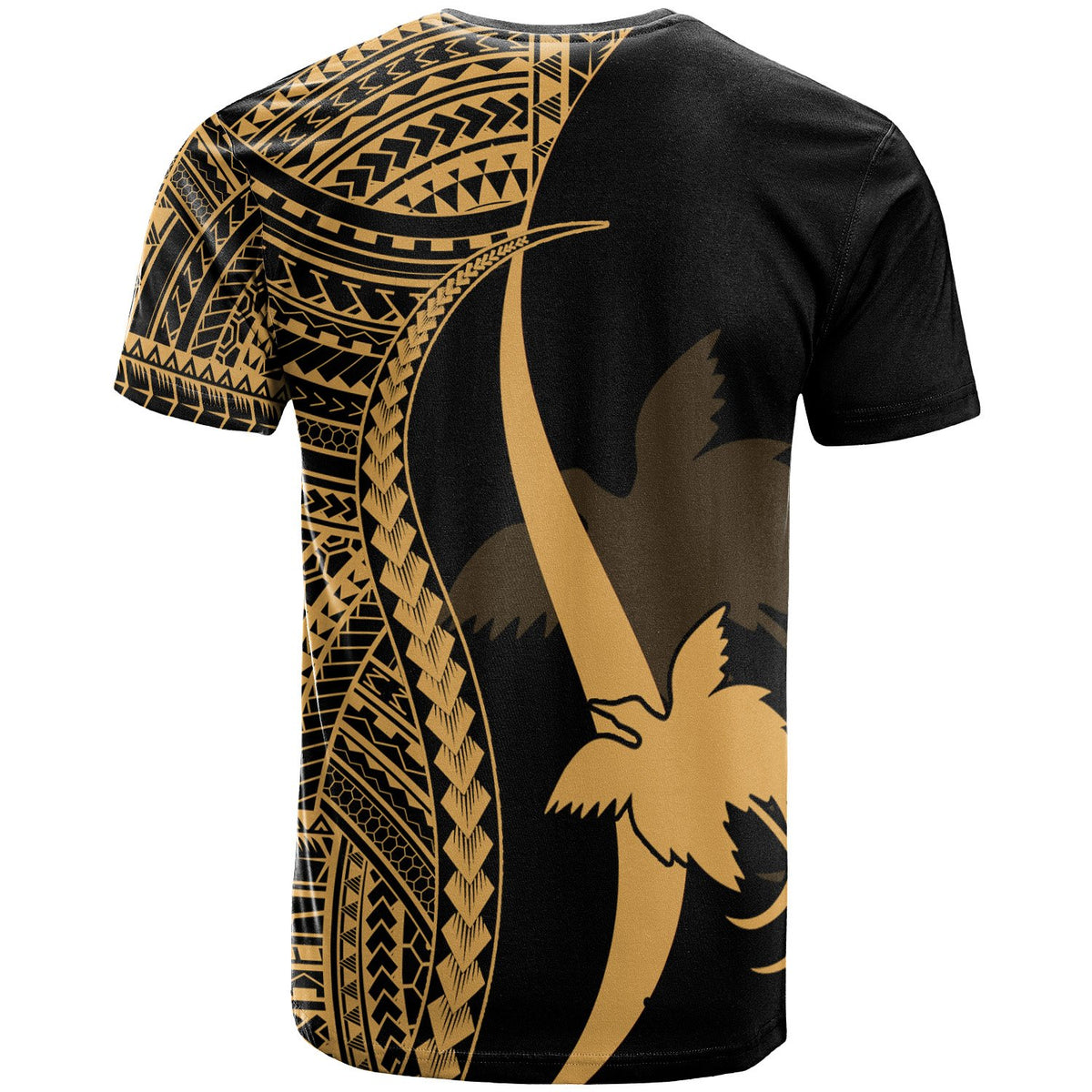 Papua New Guinea Custom T Shirt Gold Micronesian Tentacle Tribal Pattern - Polynesian Pride