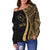 Chuuk Custom Personalised Women's Off Shoulder Sweater - Gold Polynesian Tentacle Tribal Pattern - Polynesian Pride