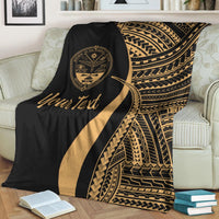 Marshall Islands Custom Personalised Premium Blanket - Gold Polynesian Tentacle Tribal Pattern Crest - Polynesian Pride