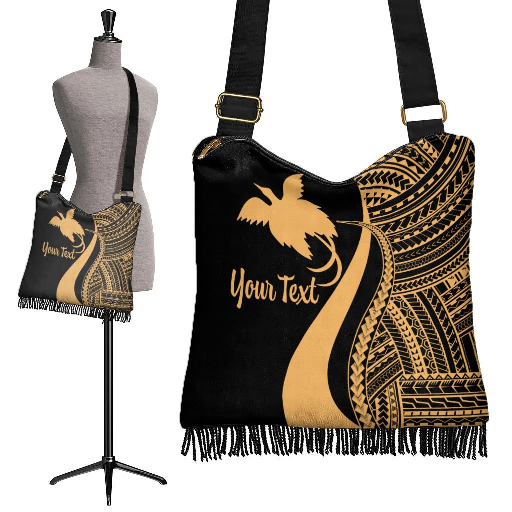 Papua New Guinea Custom Personalised Boho Handbag - Gold Polynesian Tentacle Tribal Pattern - Polynesian Pride