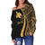 Papua New Guinea Custom Personalised Women's Off Shoulder Sweater - Gold Polynesian Tentacle Tribal Pattern - Polynesian Pride