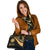 Northern Mariana Islands Custom Personalised Shoulder Handbag - Gold Polynesian Tentacle Tribal Pattern - Polynesian Pride