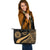 American Samoa Large Leather Tote Bag - Gold Polynesian Tentacle Tribal Pattern - Polynesian Pride