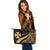 Wallis And Futuna Custom Personalised Large Leather Tote Bag - Gold Polynesian Tentacle Tribal Pattern - Polynesian Pride