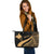 Papua New Guinea Custom Personalised Large Leather Tote Bag - Gold Polynesian Tentacle Tribal Pattern - Polynesian Pride