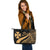 Wallis And Futuna Large Leather Tote Bag - Gold Polynesian Tentacle Tribal Pattern - Polynesian Pride