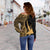 Tokelau Women's Off Shoulder Sweater - Gold Polynesian Tentacle Tribal Pattern - Polynesian Pride