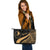 Yap Custom Personalised Large Leather Tote Bag - Gold Polynesian Tentacle Tribal Pattern - Polynesian Pride