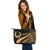 Pohnpei Large Leather Tote Bag - Gold Polynesian Tentacle Tribal Pattern - Polynesian Pride