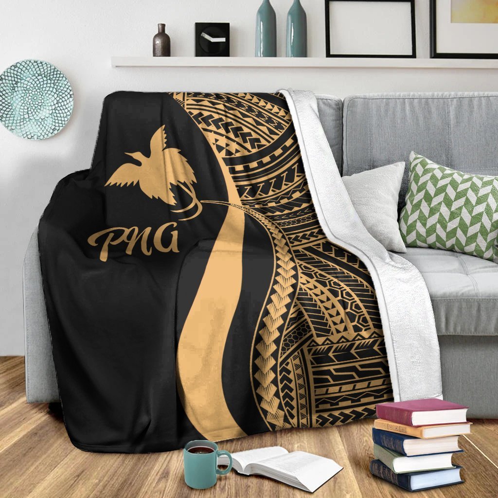 Papua New Guinea Premium Blanket - Gold Polynesian Tentacle Tribal Pattern - Polynesian Pride
