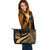 Vanuatu Large Leather Tote Bag - Gold Polynesian Tentacle Tribal Pattern - Polynesian Pride