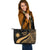 Marshall Islands Large Leather Tote Bag - Gold Polynesian Tentacle Tribal Pattern - Polynesian Pride