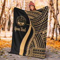 Marshall Islands Custom Personalised Premium Blanket - Gold Polynesian Tentacle Tribal Pattern Crest - Polynesian Pride