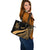 Tuvalu Large Leather Tote Bag - Gold Polynesian Tentacle Tribal Pattern - Polynesian Pride