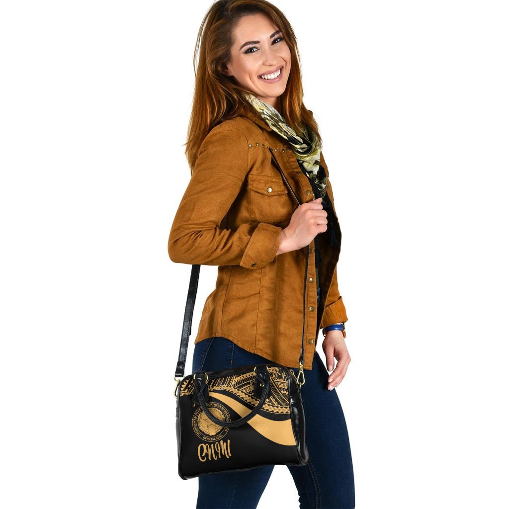 Northern Mariana Islands Shoulder Handbag - Gold Polynesian Tentacle Tribal Pattern - Polynesian Pride