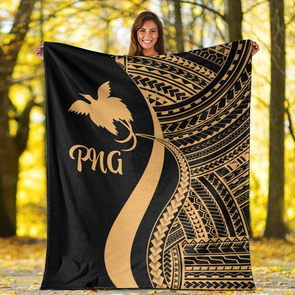 Papua New Guinea Premium Blanket - Gold Polynesian Tentacle Tribal Pattern - Polynesian Pride