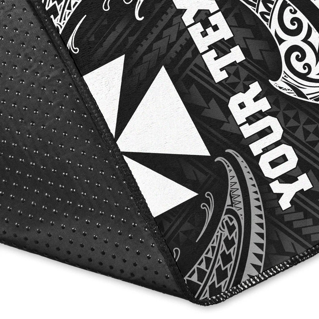 Wallis And Futuna Polynesian Custom Personalised Area Rug - White Tribal Wave - Polynesian Pride