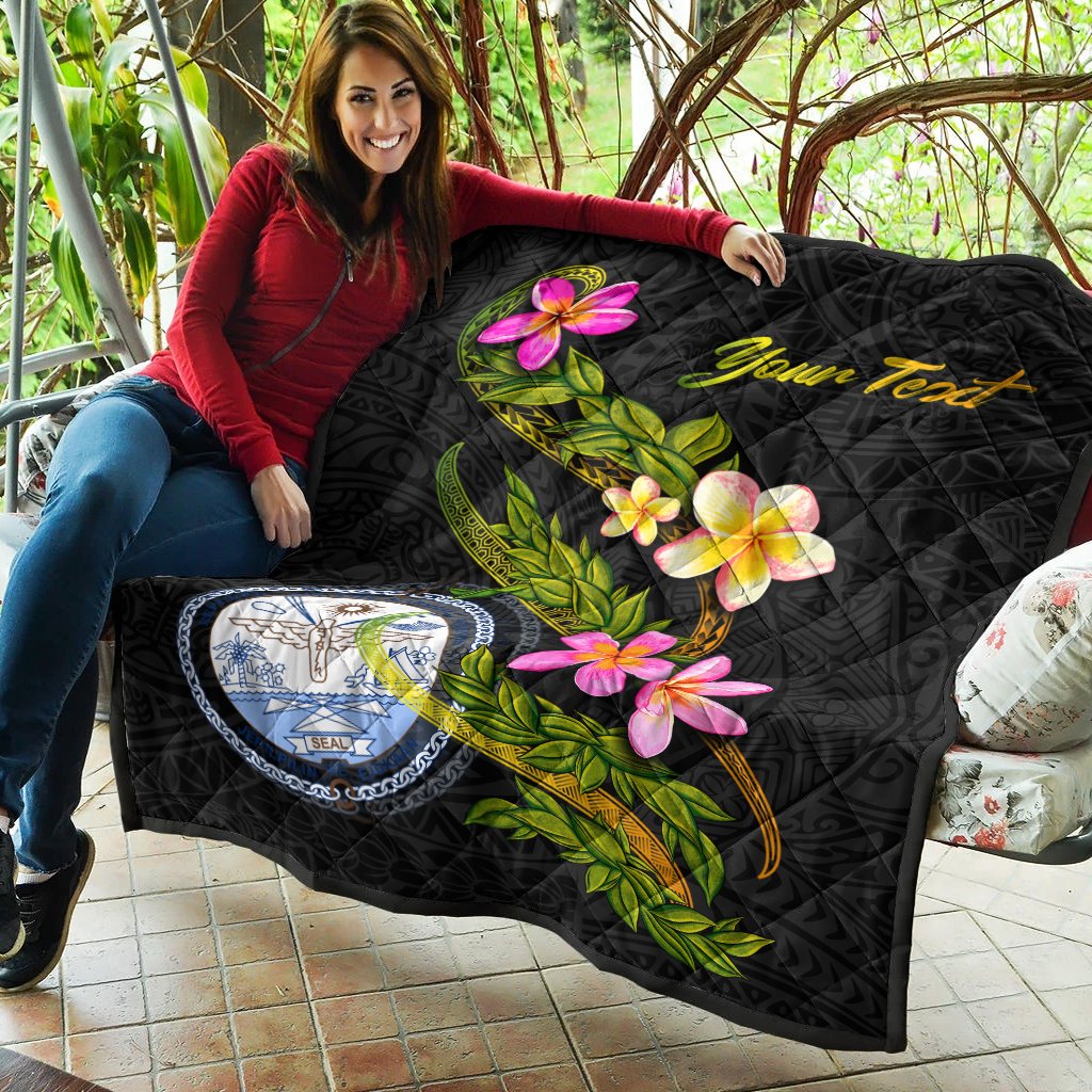 Marshall Islands Polynesian Custom Personalised Quilt - Plumeria Tribal - Polynesian Pride