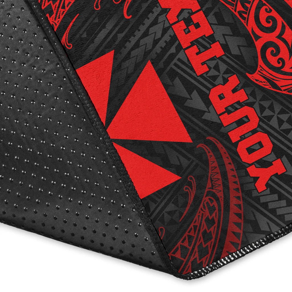 Wallis And Futuna Polynesian Custom Personalised Area Rug - Red Tribal Wave - Polynesian Pride