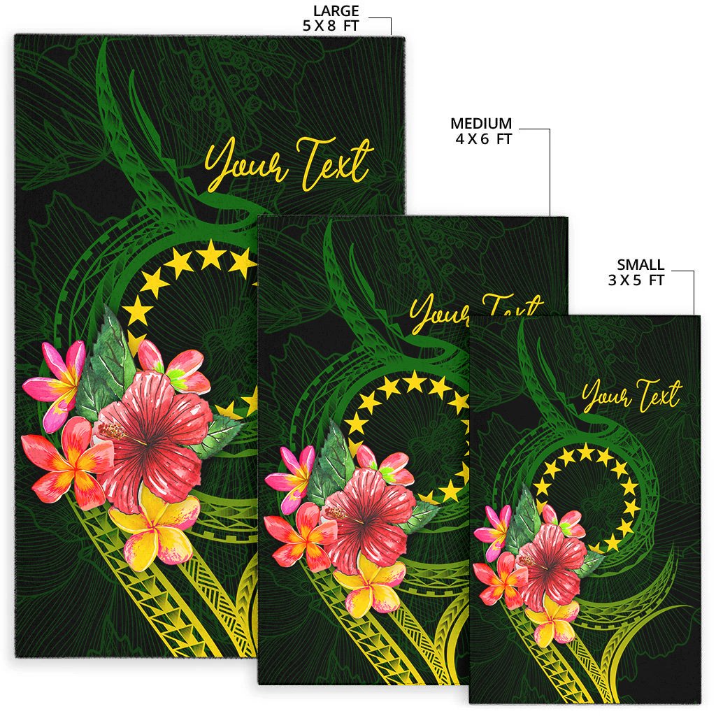 Cook Islands Polynesian Custom Personalised Area Rug - Floral With Seal Flag Color - Polynesian Pride