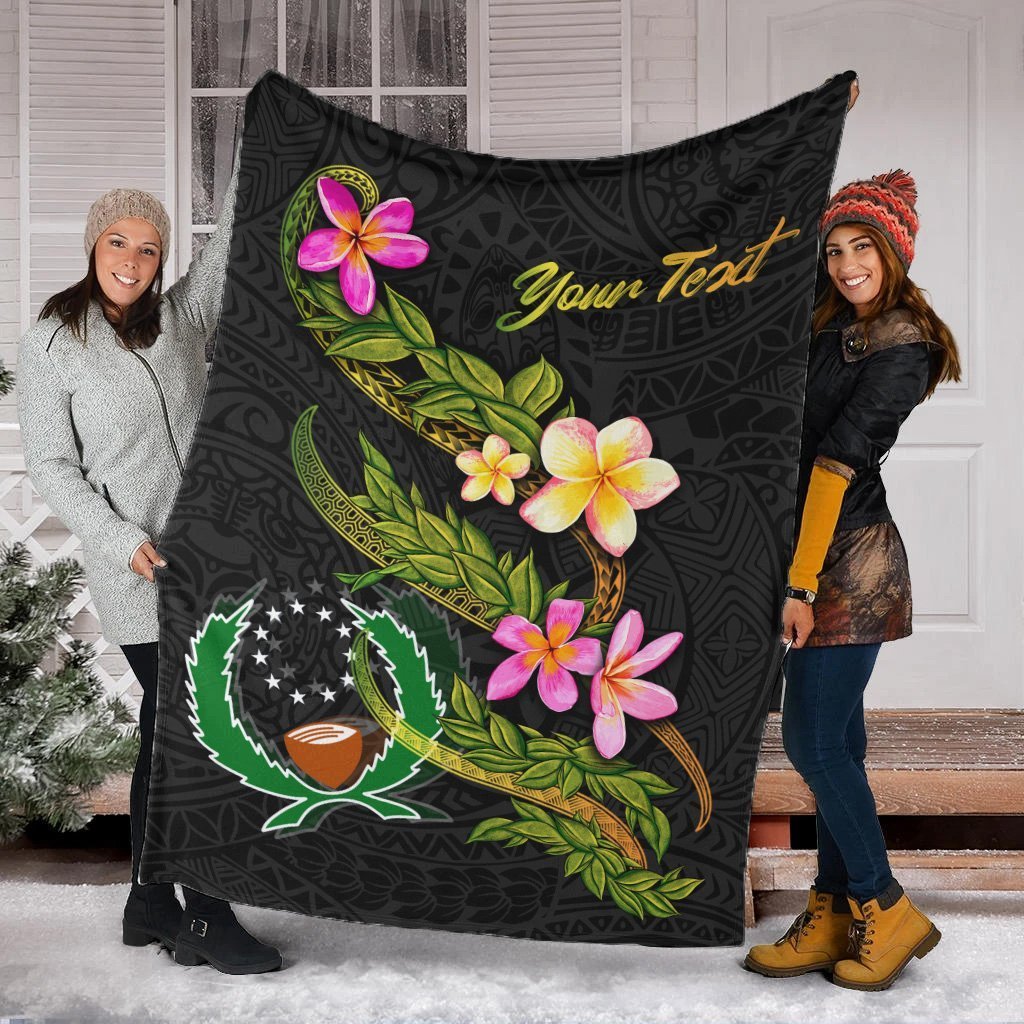 Pohnpei Polynesian Custom Personalised Blanket - Plumeria Tribal - Polynesian Pride