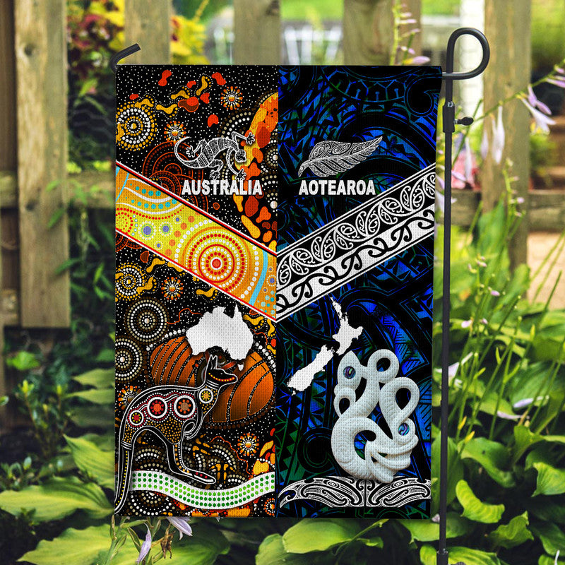 New Zealand Maori Aotearoa And Australia Aboriginal Flag Together - Blue LT8 - Polynesian Pride