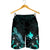 Papua New Guinea Polynesian Men's Shorts - Turtle With Blooming Hibiscus Turquoise - Polynesian Pride