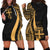 Fiji Women's Hoodie Dress - Gold Polynesian Tentacle Tribal Pattern Gold - Polynesian Pride