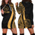 Palau Women's Hoodie Dress - Gold Polynesian Tentacle Tribal Pattern Gold - Polynesian Pride