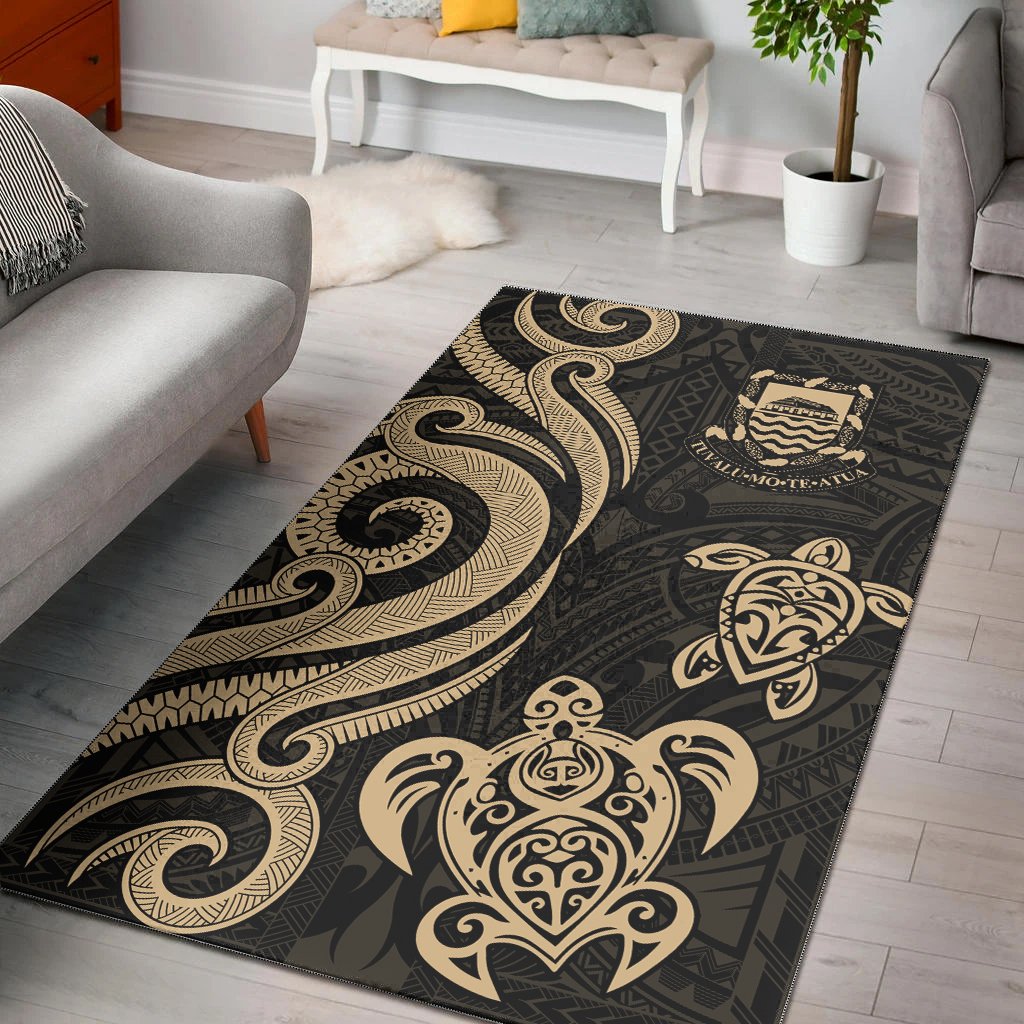 Tuvalu Area Rug - Gold Tentacle Turtle Gold - Polynesian Pride