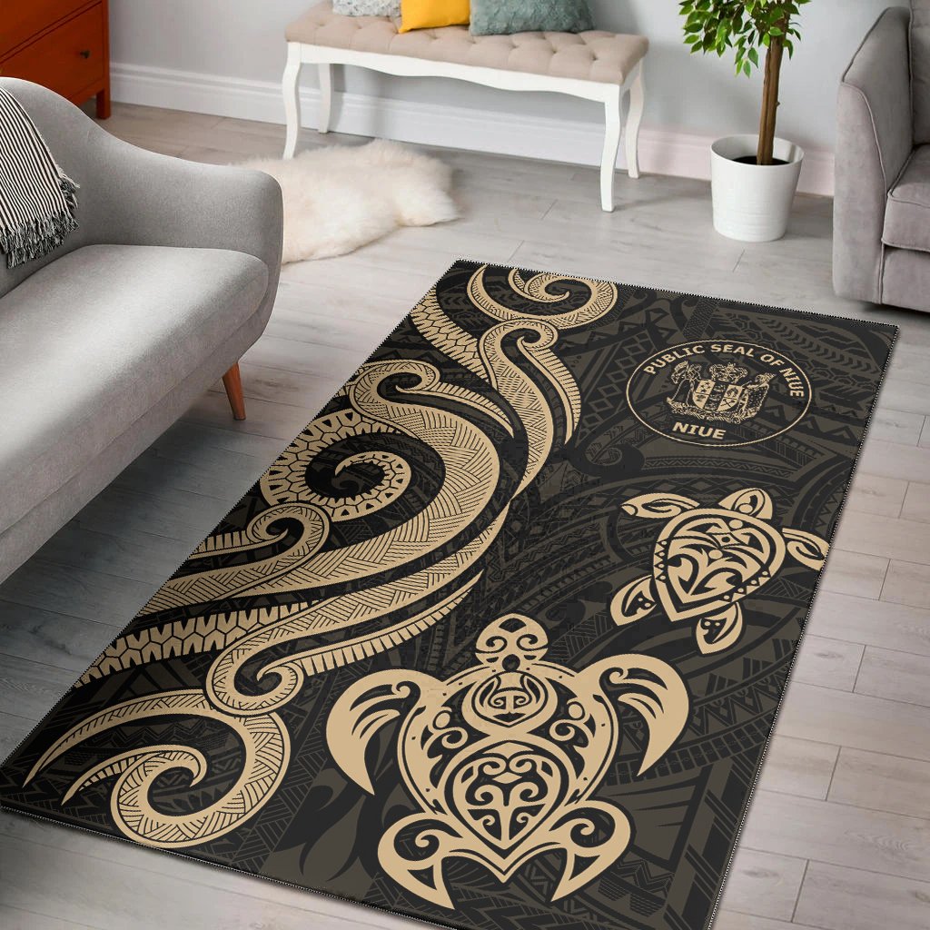 Niue Area Rug - Gold Tentacle Turtle Gold - Polynesian Pride