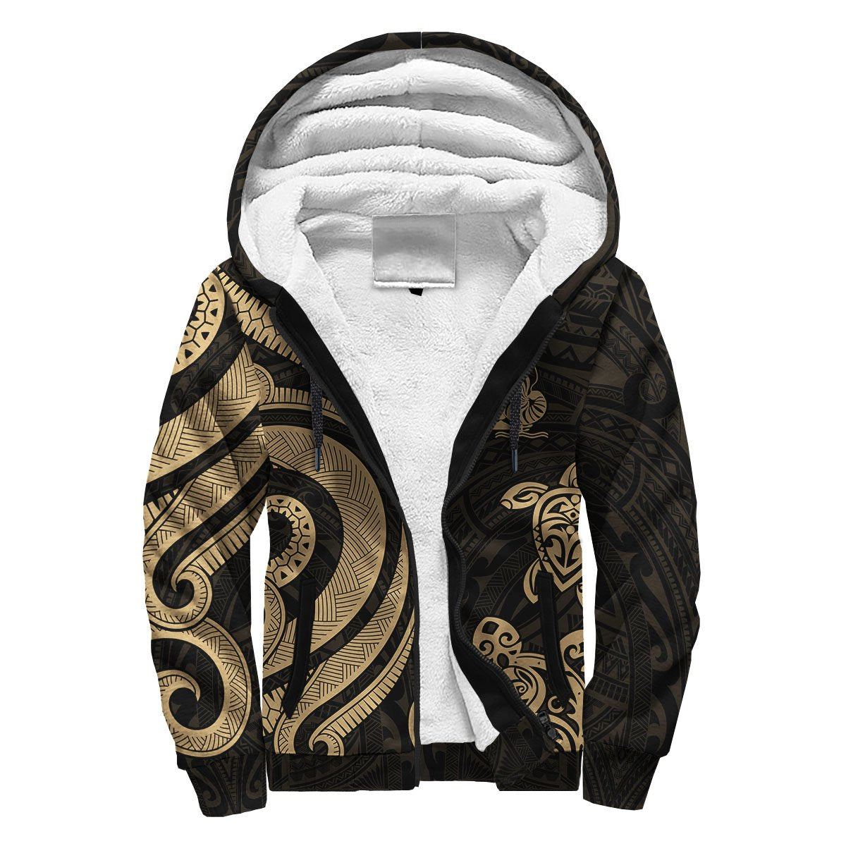 New Caledonia Sherpa Hoodie - Gold Tentacle Turtle Gold - Polynesian Pride