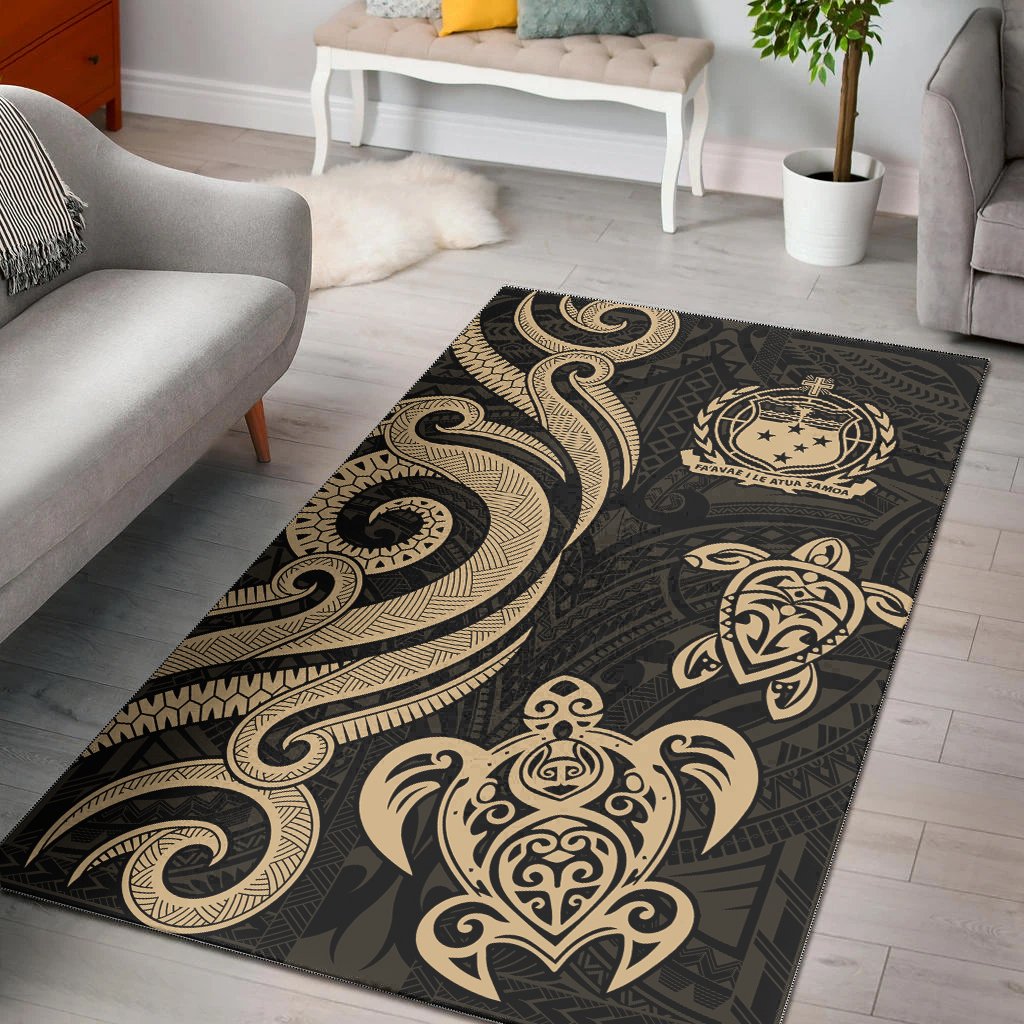 Samoa Area Rug - Gold Tentacle Turtle Gold - Polynesian Pride