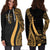 Fiji Women's Hoodie Dress - Gold Polynesian Tentacle Tribal Pattern Crest - Polynesian Pride