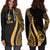 Guam Women's Hoodie Dress - Gold Polynesian Tentacle Tribal Pattern - Polynesian Pride