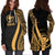 Hawaii Women's Hoodie Dress - Gold Polynesian Tentacle Tribal Pattern - Polynesian Pride