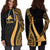 Tokelau Women's Hoodie Dress - Gold Polynesian Tentacle Tribal Pattern - Polynesian Pride