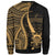 Tuvalu Custom Personalised Sweatshirt - Gold Polynesian Tentacle Tribal Pattern - Polynesian Pride