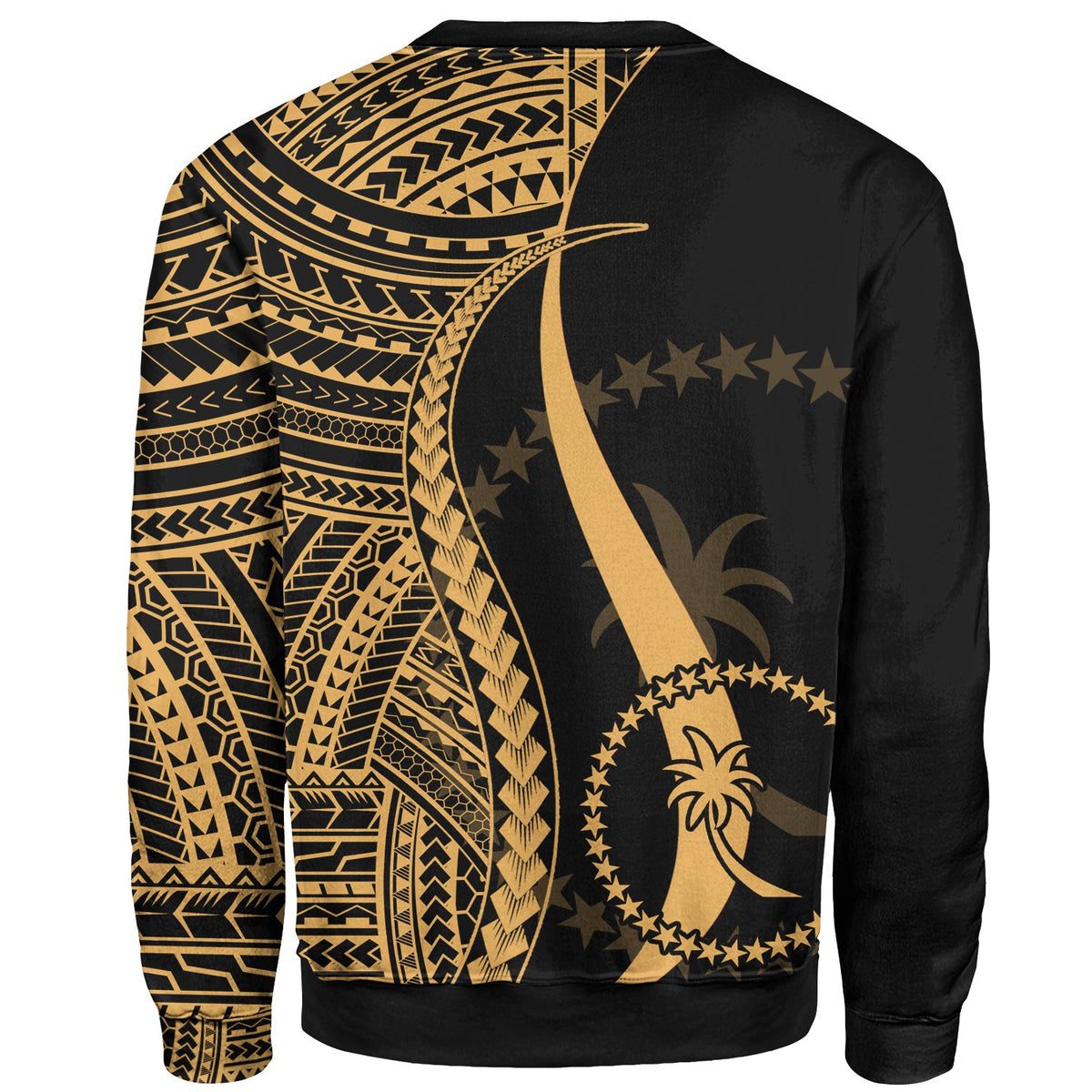 Chuuk Custom Personalised Sweatshirt - Gold Polynesian Tentacle Tribal Pattern - Polynesian Pride