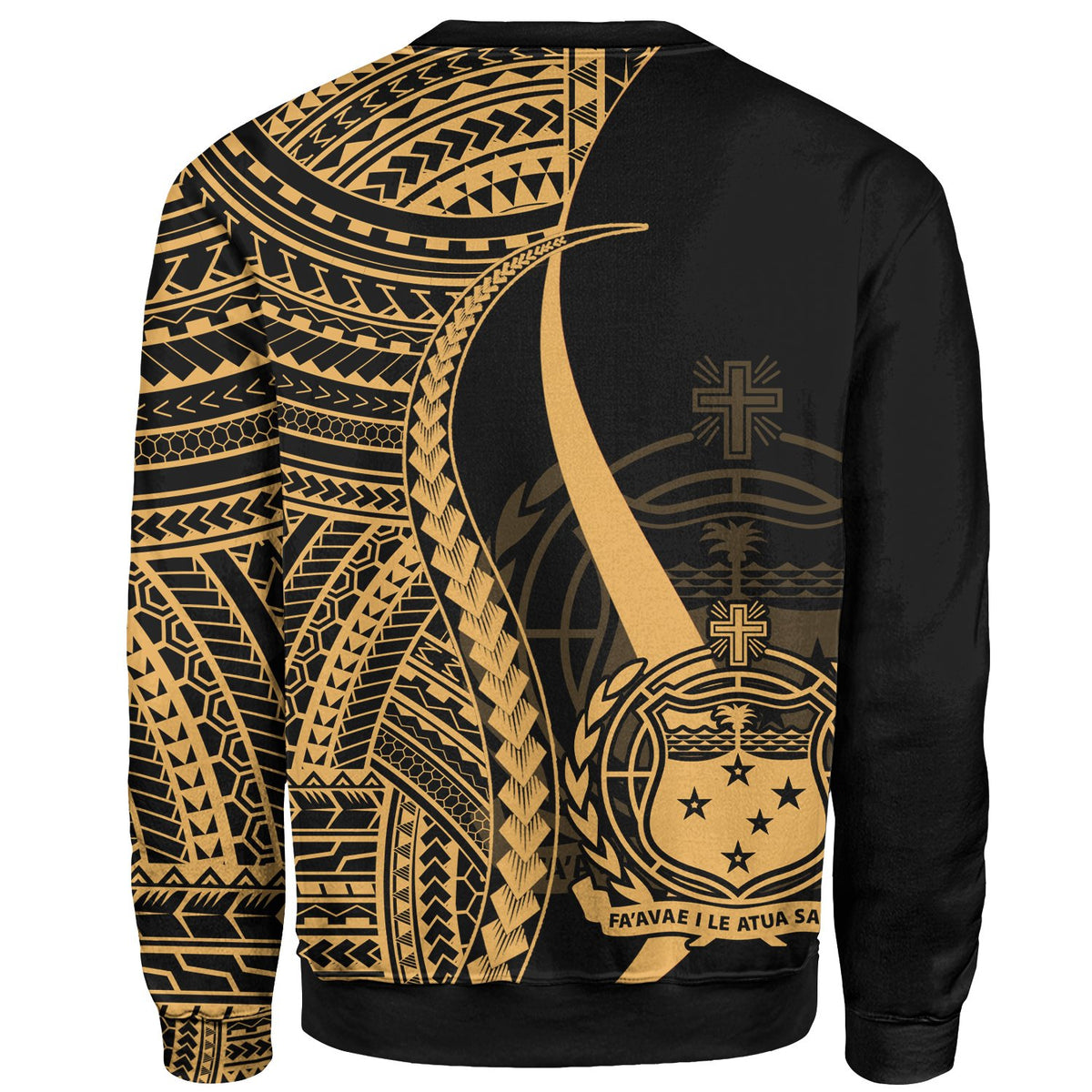 Samoa Sweatshirt - Gold Polynesian Tentacle Tribal Pattern - Polynesian Pride