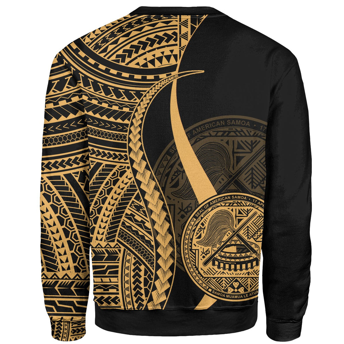 American Samoa Custom Personalised Sweatshirt - Gold Polynesian Tentacle Tribal Pattern - Polynesian Pride