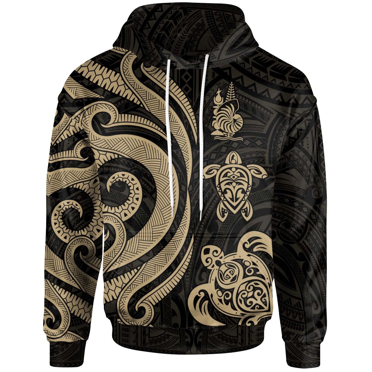 New Caledonia Hoodie Gold Tentacle Turtle Unisex Gold - Polynesian Pride