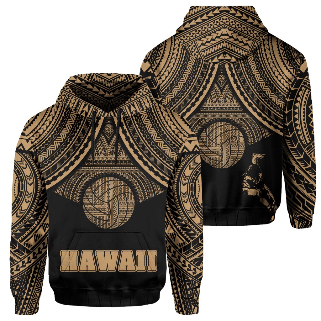 Polynesian Volleyball Hawaii Hoodie Gold Unisex Gold - Polynesian Pride