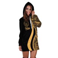 Palau Women's Hoodie Dress - Gold Polynesian Tentacle Tribal Pattern - Polynesian Pride