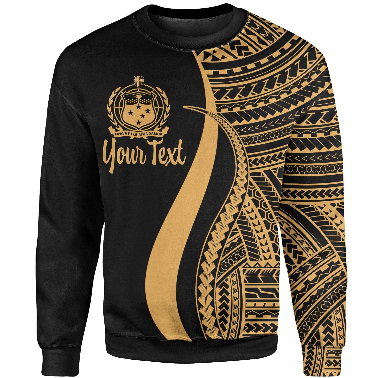 Samoa Custom Personalised Sweatshirt - Gold Polynesian Tentacle Tribal Pattern Unisex Gold - Polynesian Pride