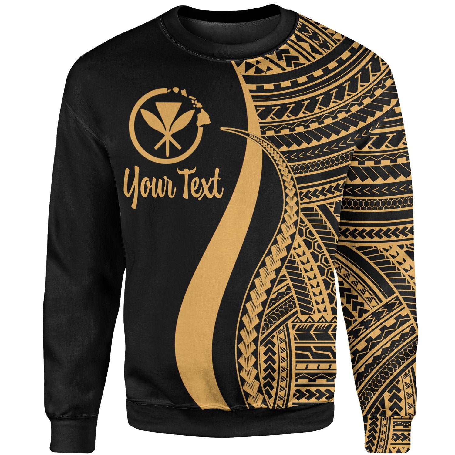 Hawaii Custom Personalised Sweatshirt - Gold Polynesian Tentacle Tribal Pattern Unisex Gold - Polynesian Pride