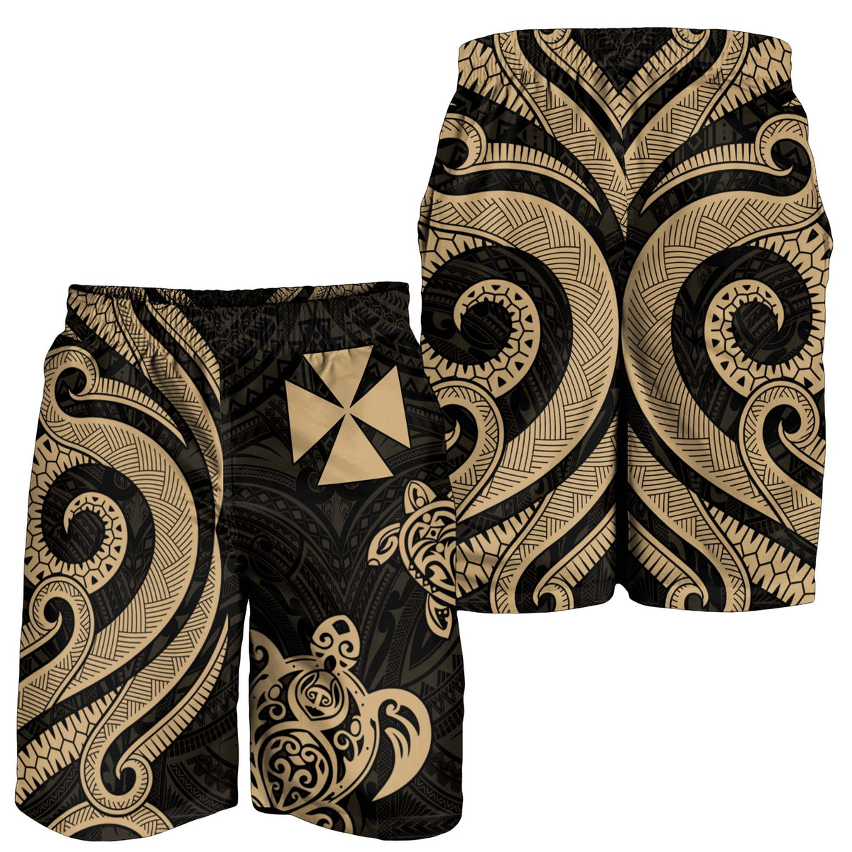 Wallis and Futuna Men's Short - Gold Tentacle Turtle - Polynesian Pride