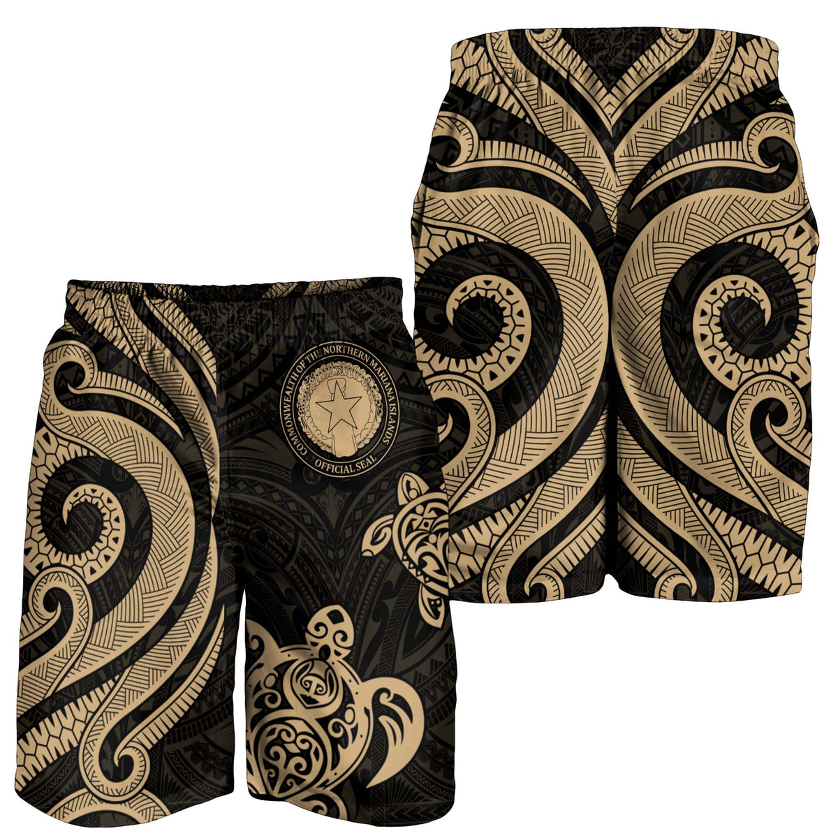 Northern Mariana Islands Men's Short - Gold Tentacle Turtle - Polynesian Pride